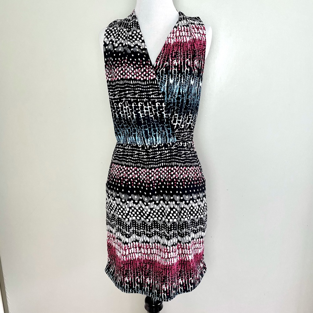 Adelyn Rae Black, White, Pink & Blue Sleeveless Mini Dress
